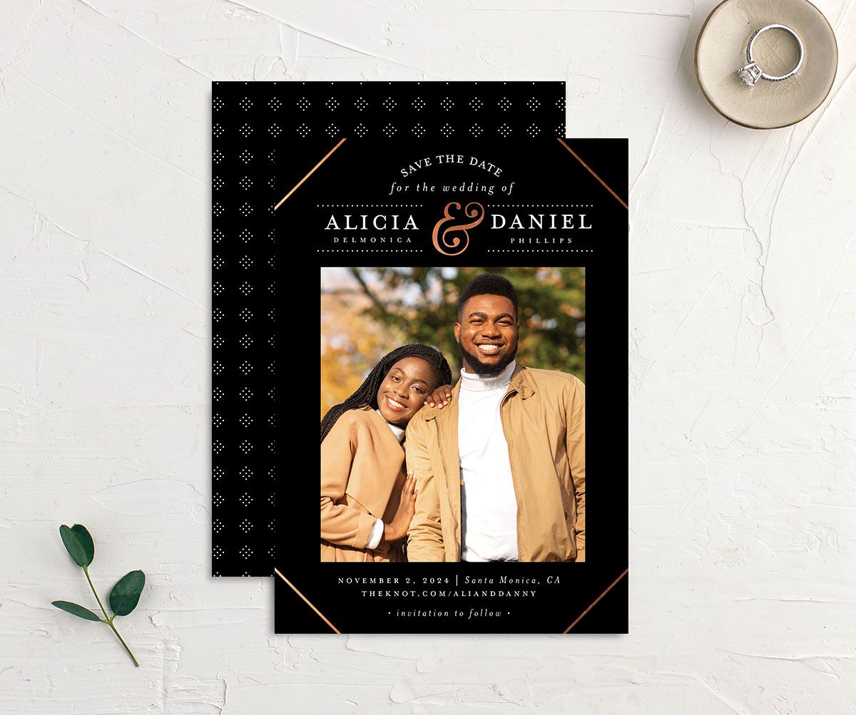 Formal Ampersand Save The Date Cards Midnight Signature smooth Blank No