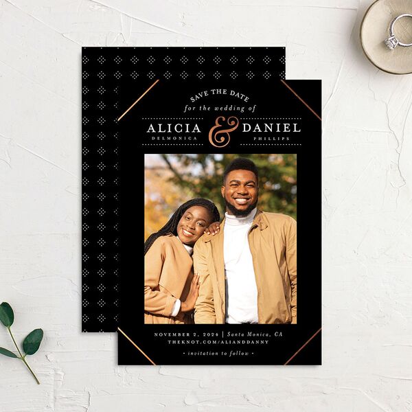 Formal Ampersand Save The Date Cards Midnight Signature smooth Blank No