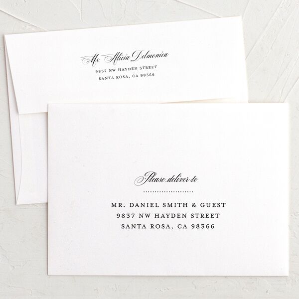 Formal Ampersand Wedding Invitation Envelopes White Midnight Both Recipient and Return Addresses Standard Signature