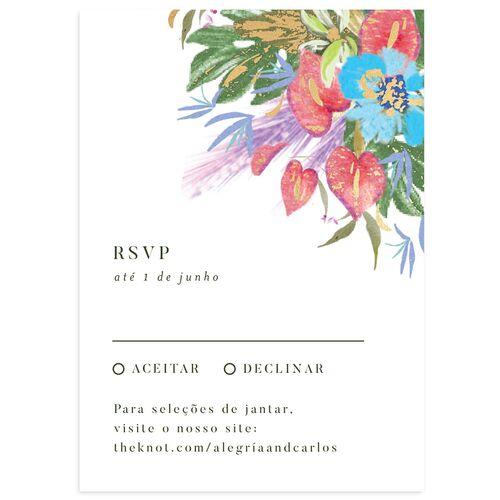 Flores Tropicais Wedding Response Cards Gold Cruise Signature Standard