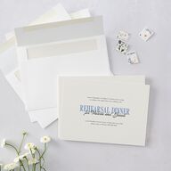 Wavy Frame Photo Rehearsal Dinner Invitations Sea Blue Signature Blank Standard