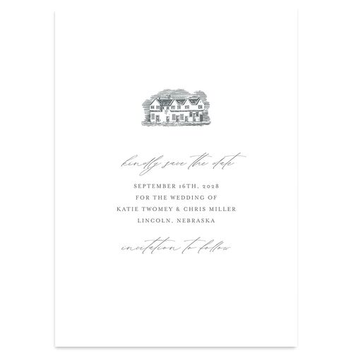Classic Landscape Save the Date Steel Gray Signature smooth Blank No Standard