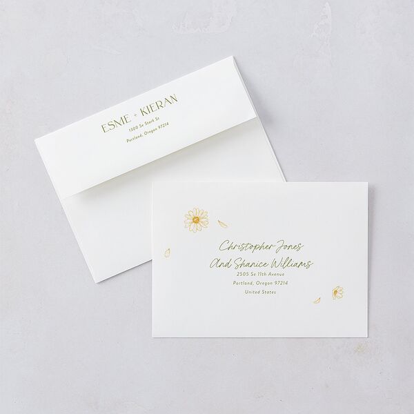 Monogram Daisies Wedding Invitations Olive Signature Blank No Standard