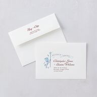 Whimsical Retro Cartoon Wedding Invitations Baby Blue Signature Blank No Standard