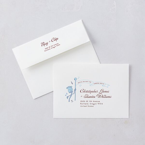 Whimsical Retro Cartoon Wedding Invitations Baby Blue Signature Blank No Standard