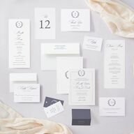 Monogram Branches Botanical Wedding Invitations Regency Blue Signature Blank No Rounded