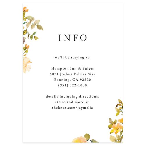 Minimal Floral Wedding Enclosure Cards Canary Signature Standard