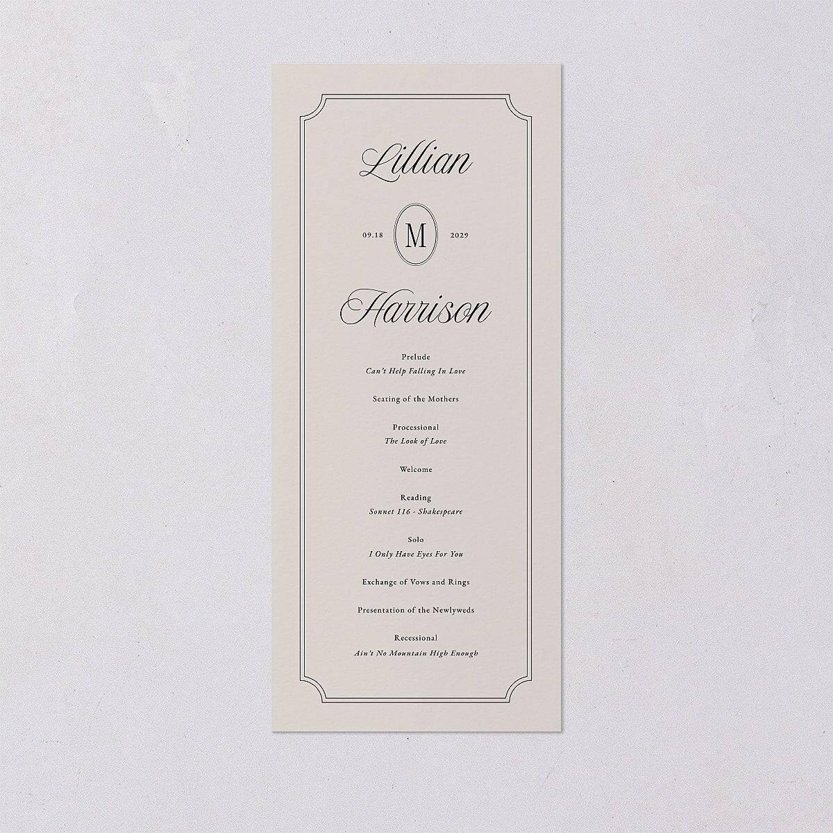 Elegant Oval Monogram Wedding Programs Sand Signature