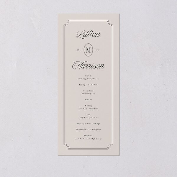 Elegant Oval Monogram Wedding Programs Sand Signature