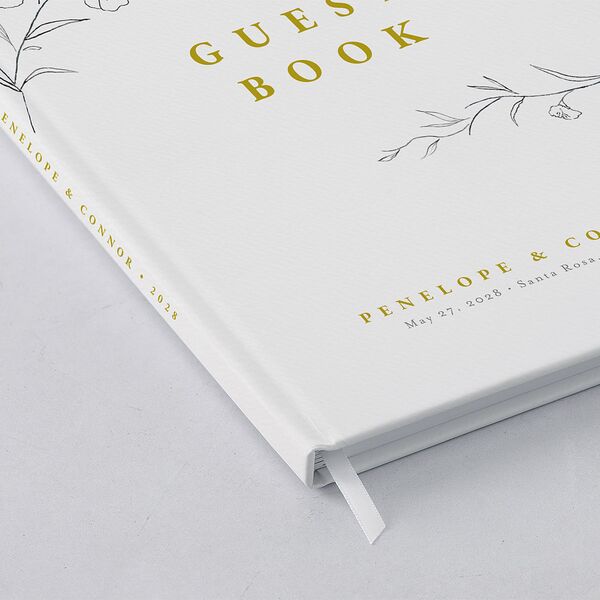 Graceful Botanical Wedding Guest Book Gold
