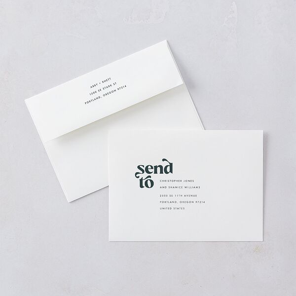 Save Our Date Save The Date Cards Rose Gold Dark Emerald Signature smooth Blank No Standard