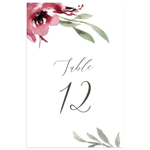 Muted Floral Table Numbers Burgundy Signature