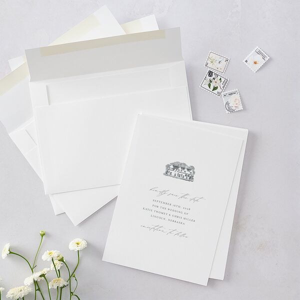 Classic Landscape Save the Date Steel Gray Signature smooth Blank No Standard