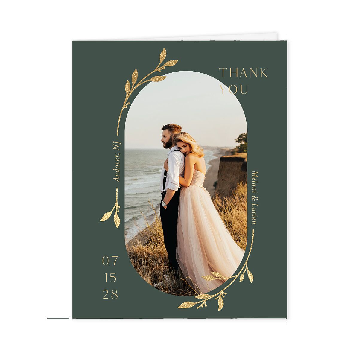 Gilded Sprigs Foil Thank You Cards