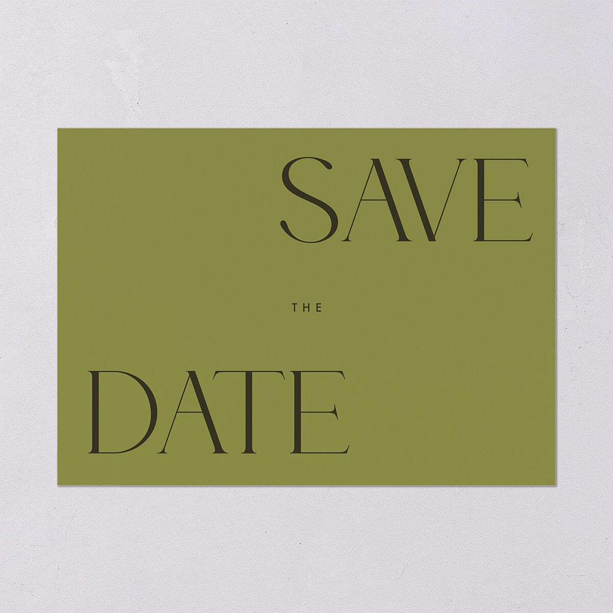 Modern Initials Save The Date Cards Olive Signature smooth Blank No Standard