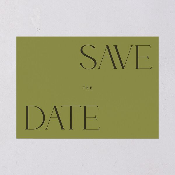 Modern Initials Save The Date Cards Olive Signature smooth Blank No Standard