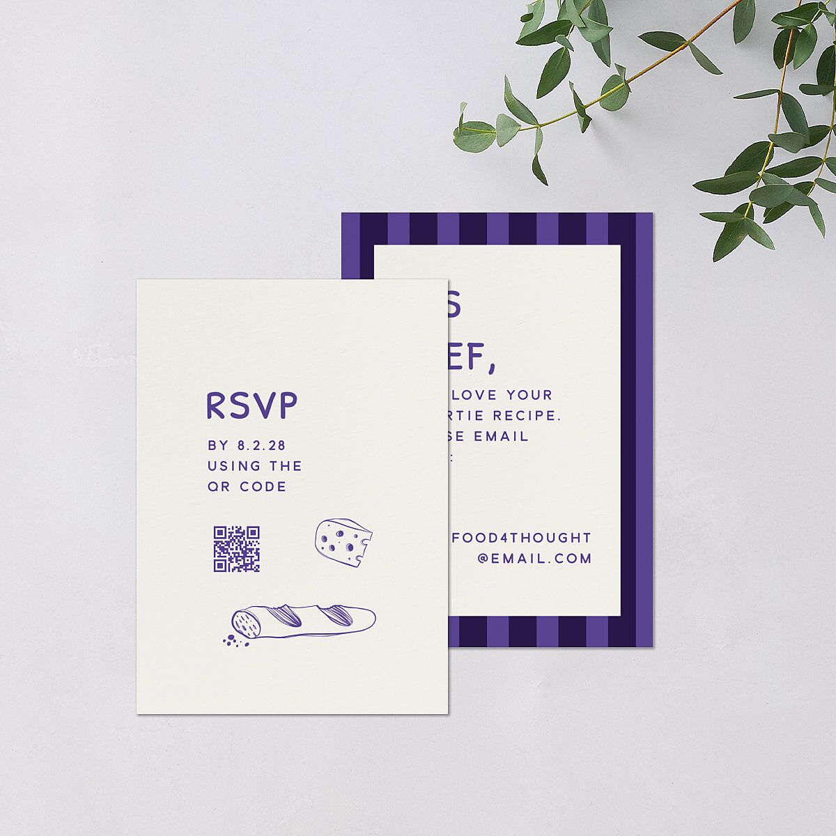 Hand Drawn Recipe QR Code RSVP Cards Sapphire Signature Standard