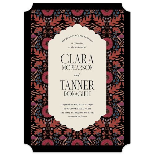 Ornate Garden Wedding Invitations Garnet Signature Blank No Ticket