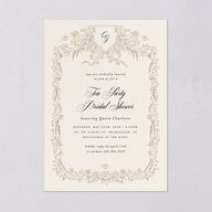 Rose Garden Crest Bridal Shower Invitations by Bridgerton Taupe Signature Blank Standard