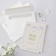 Modern Delicate Bows Save the Date Cards Peridot Signature smooth Blank No Standard