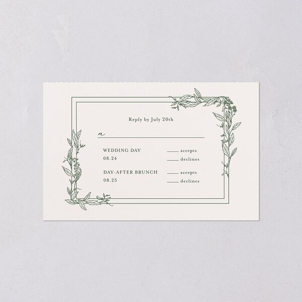 Botanical Arch All-in-One Wedding Invitations Hunter Green Signature Light Both Recipient and Return Addresses No