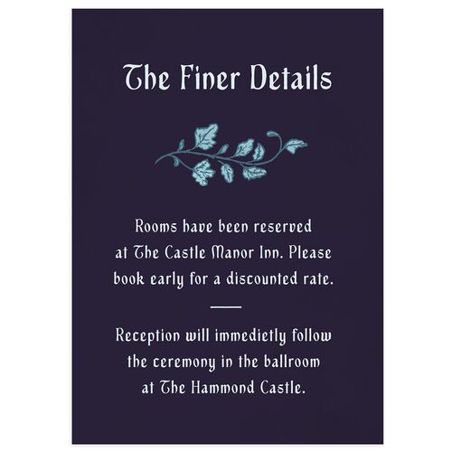 Vintage Fantasy Vines Wedding Enclosure Cards Royal Blue Signature Standard