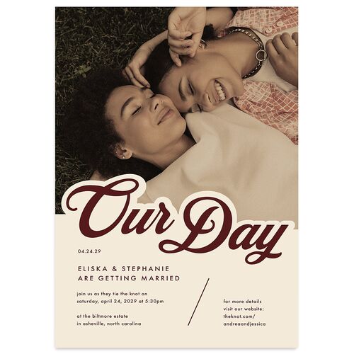 Our Day Wedding Invitations Merlot Signature Blank Standard No