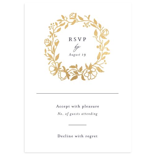 Delicate Vines Foil Wedding Response Cards Gold Dark Navy Signature Standard