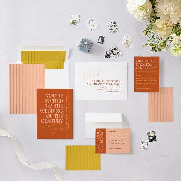 Wedding of the Century Wedding Invitations Burnt Orange Signature Blank No Standard