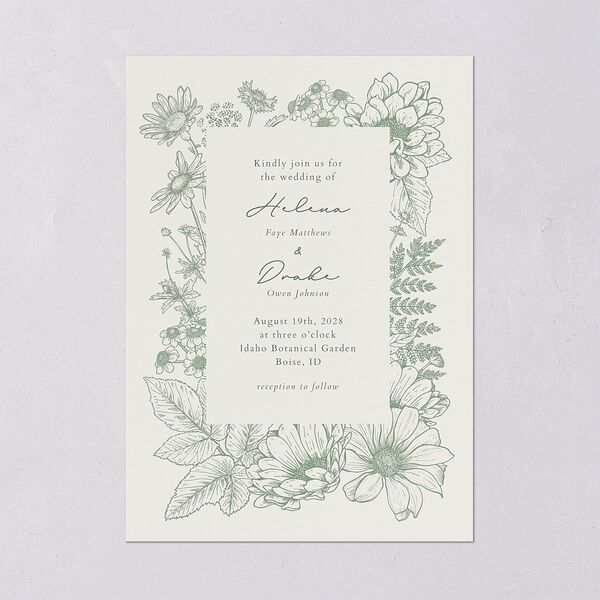Rustic Botanical Frame Wedding Invitations Moss Signature Blank No Standard