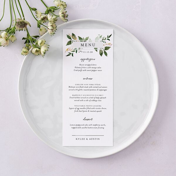Leafy Frame Menus Hunter Green Signature