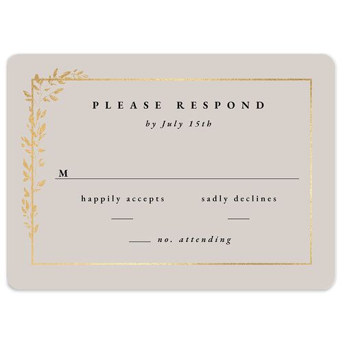 Delicate Frame Wedding Response Cards Gold Steel Gray Signature Rounded