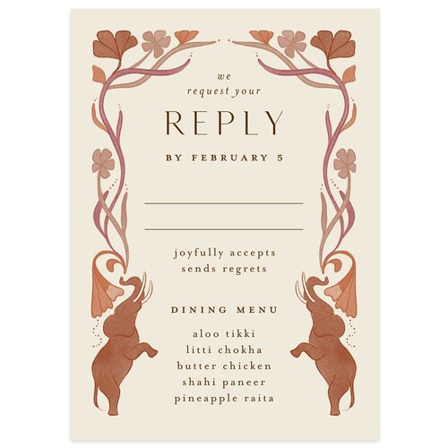 Indian Majestic Legacy Elephants Wedding Response Cards Saddle Signature Standard