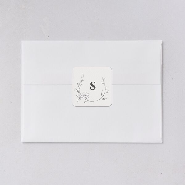Graceful Botanical Wedding Stickers Shadow Gray Soft Square