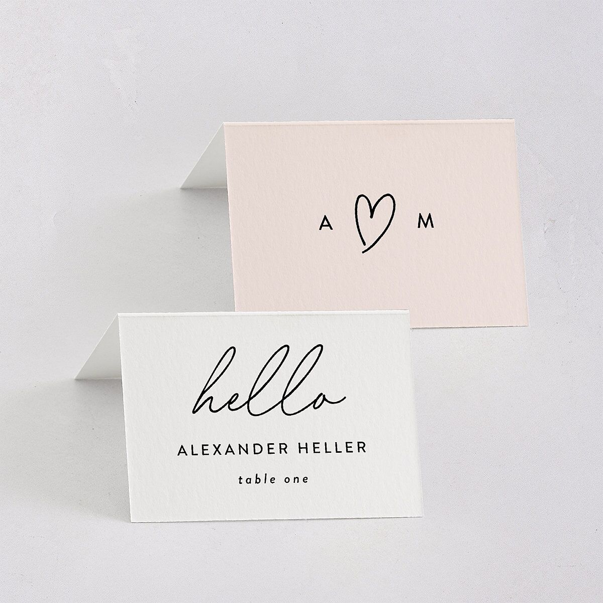 Elegant Heart Place Cards Pure White Signature
