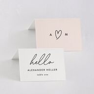 Elegant Heart Place Cards Pure White Signature
