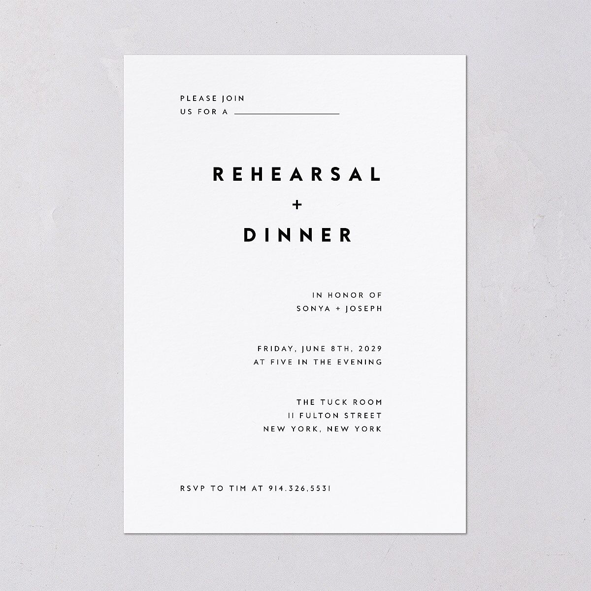 Simply Modern Rehearsal Dinner Invitations — view 2