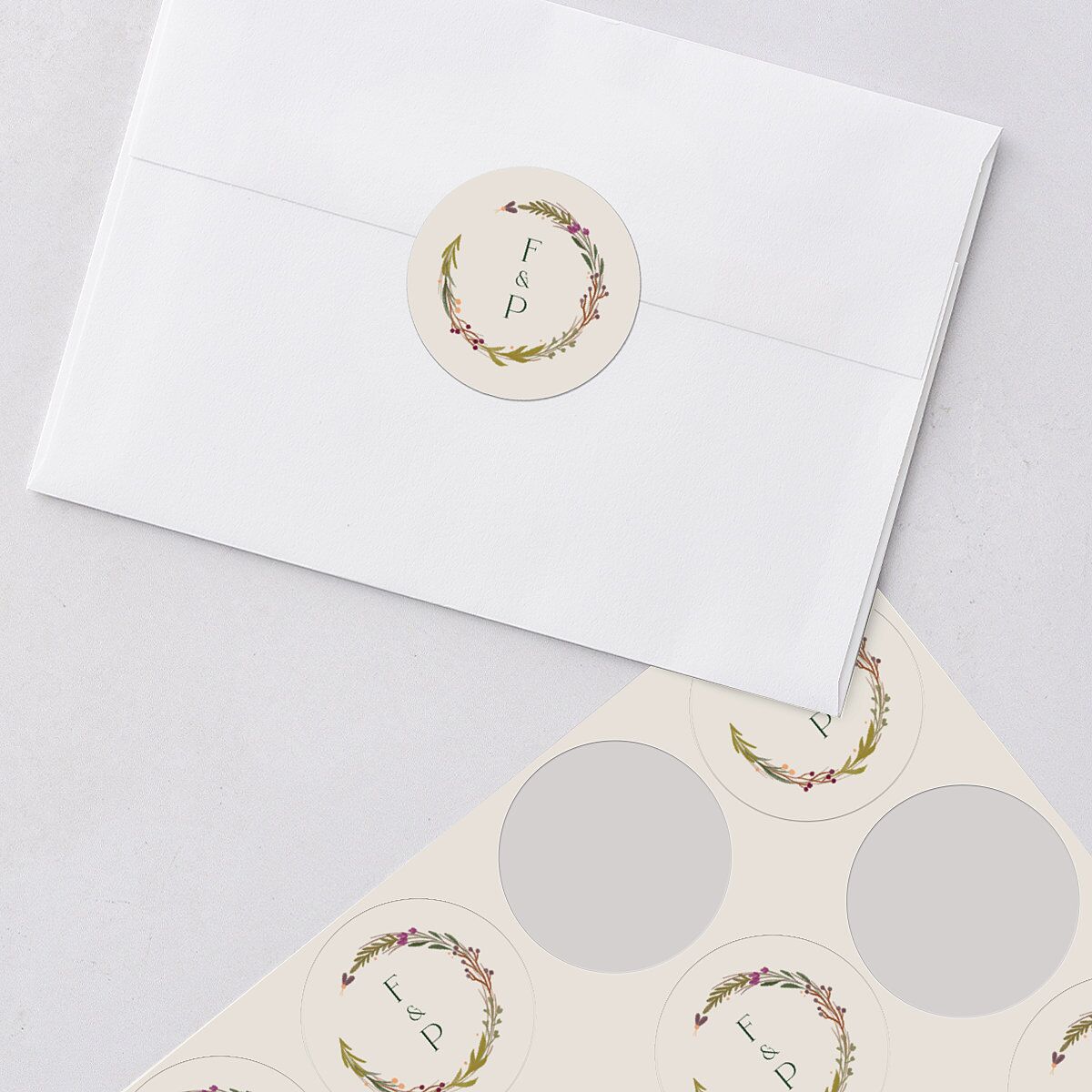 Mushroom Magic Wedding Stickers Mauve Circle