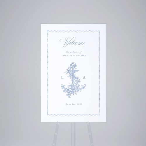 Coastal Oysters and Anchors Standard Welcome Sign Large Sea Blue Standard Outdoor Corrugated L Welcome
