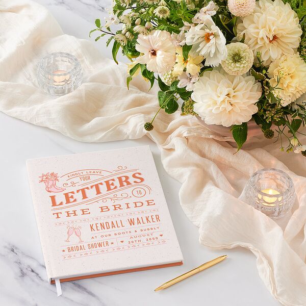 Boots and Bubbly Western I Do BBQ Bridal Shower Guest Books Soft Peach