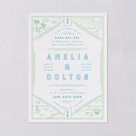 Iconic Beach Wedding Invitations Green Apple Signature Blank No Standard