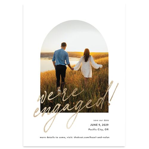Forever Arch Foil Save the Date Cards Gold Pure White Signature smooth Blank No Standard