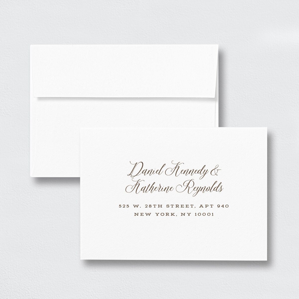 Woodgrain Lace Wedding Response Card Standard Envelopes White Standard Falcon Return Address Signature