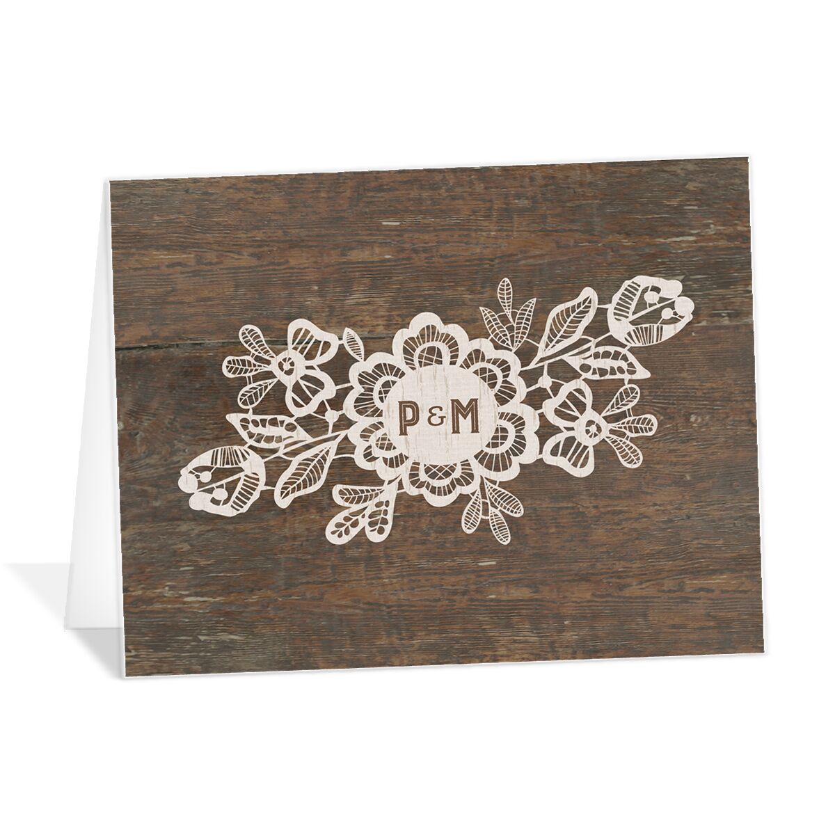 Woodgrain Lace Thank You Cards