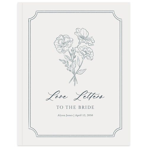 Fresh off the Market Garden Vintage Botanical Sketch Bridal Shower Guest Books Dusty Blue