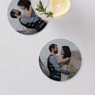 Captured Love Engagement Party Wedding Day Coasters Pure White Cardboard Circle