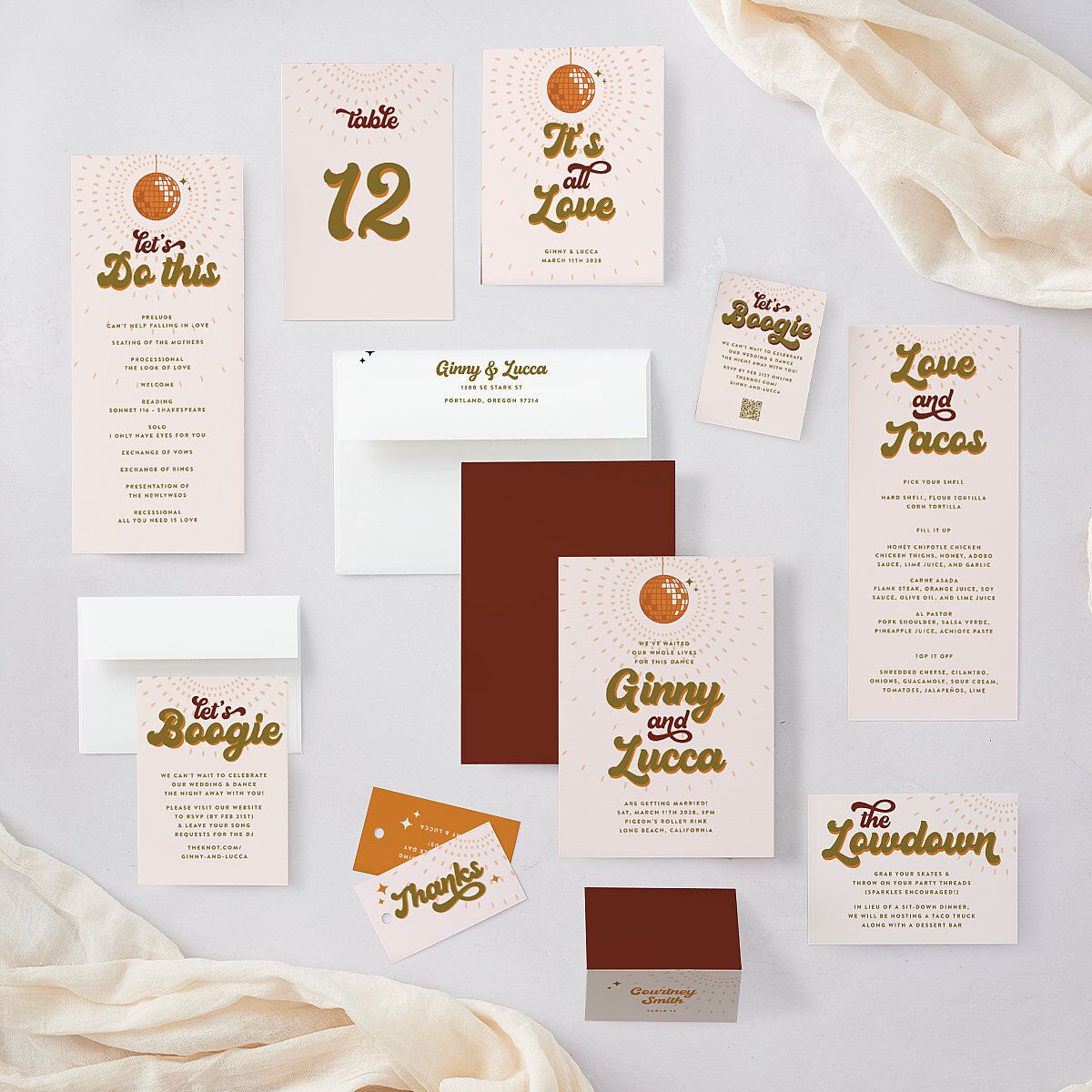 Disco Love Wedding Invitations Umber Signature Blank No Standard