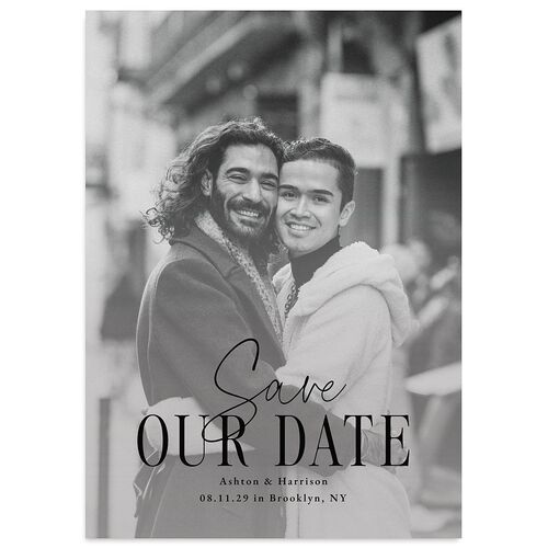 Timeless Lockup Save the Date Cards Charcoal Signature smooth Blank No Standard