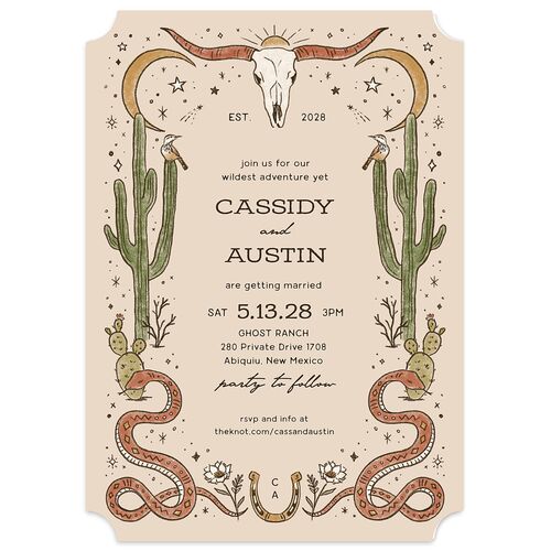 Southwestern Nouveau Wedding Invitations Red Clay Signature Blank No Ticket