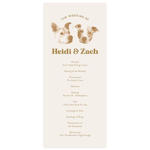 Custom Pet Portrait Wedding Programs Driftwood Signature